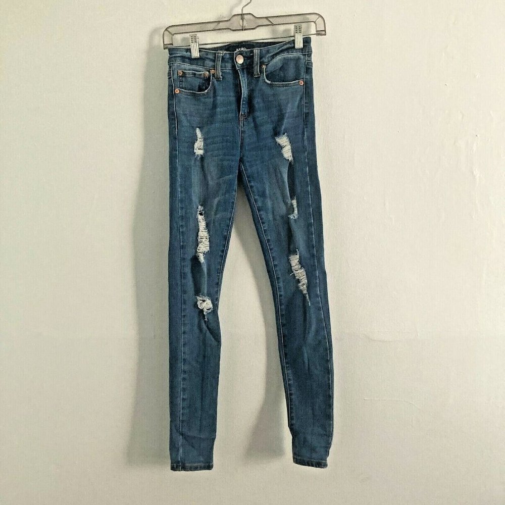 Aeropostale Aero High Rise Jegging Distressed Light Wash Jeans Women's 0 Regular